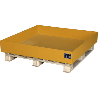 Pallet sump tray, LxWxH 1200 x 1200 x 185 mm, orange RAL 2000.