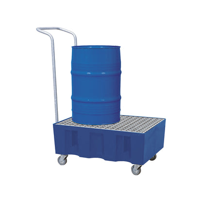 PE sump tray for 60 litre drums, sump capacity 60 l, mobile, with zinc plated grate.