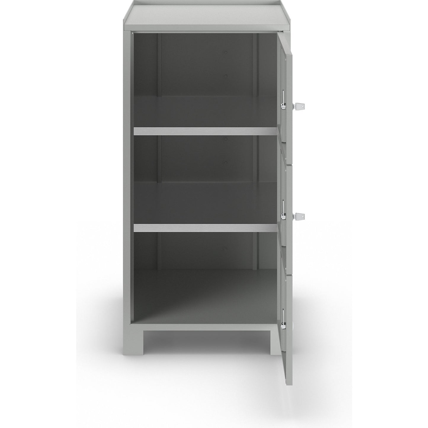 Tool cupboard with feet, HxWxD 1000 x 500 x 500 mm, 3 lockable compartments, light grey RAL 7035.