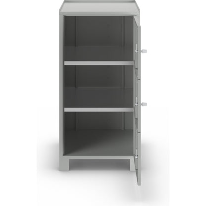 Tool cupboard with feet, HxWxD 1000 x 500 x 500 mm, 3 lockable compartments, light grey RAL 7035.