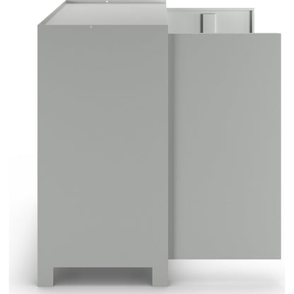 Tool cupboard with feet, HxWxD 1000 x 1000 x 500 mm, partition, 1 drawer and 2 shelves on each side, light grey RAL 7035.