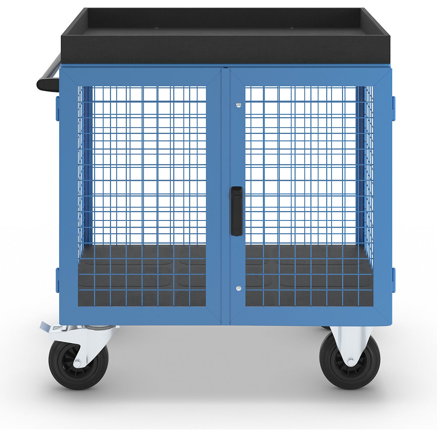 KOMPAKT cupboard trolley, front and sides made of steel mesh, without shelf.