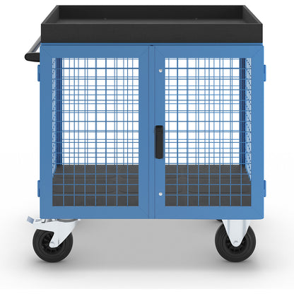 KOMPAKT cupboard trolley, front and sides made of steel mesh, without shelf.