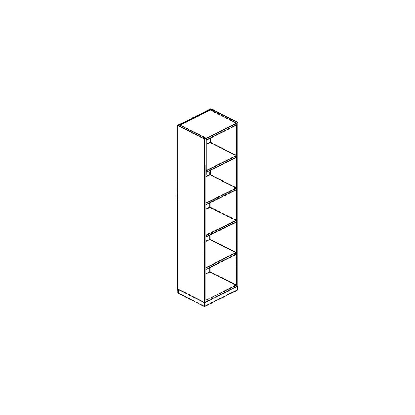 LENA - Office shelf unit, 4 shelves, 5 file heights, HxWxD 1869 x 600 x 442 mm, light grey.