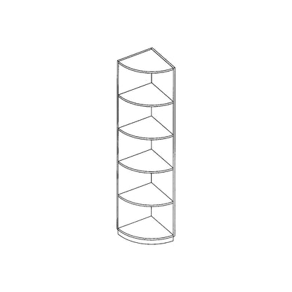 LENA - Quarter circle corner shelf, 4 shelves, 5 file heights, light grey.