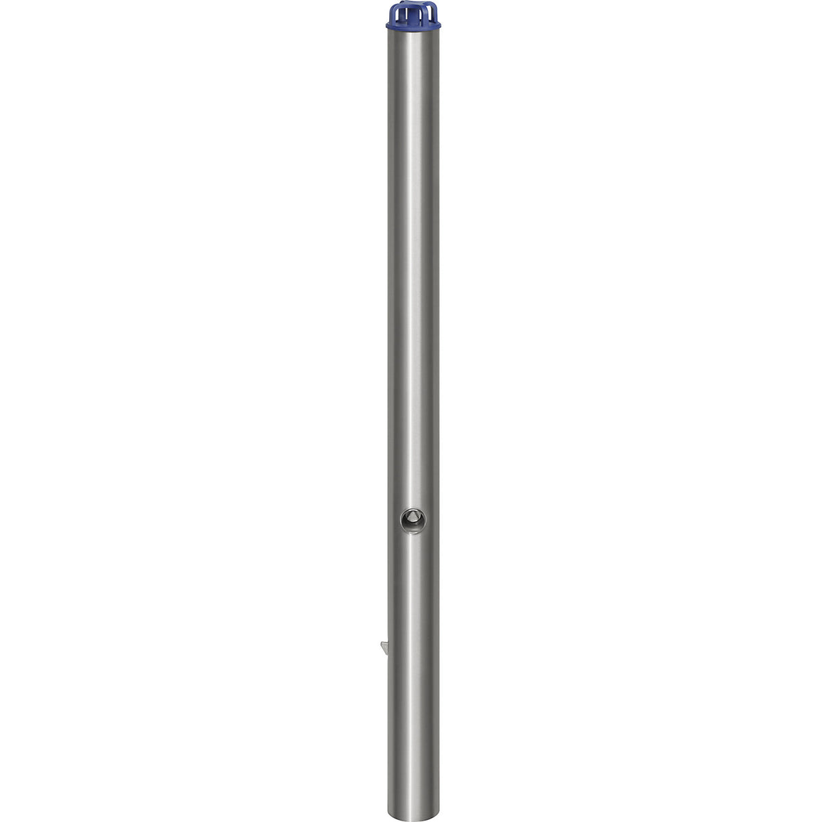 Stainless steel barrier post, with chain head, for concreting in with ground sleeve, Ø 76 mm, triangular lock.