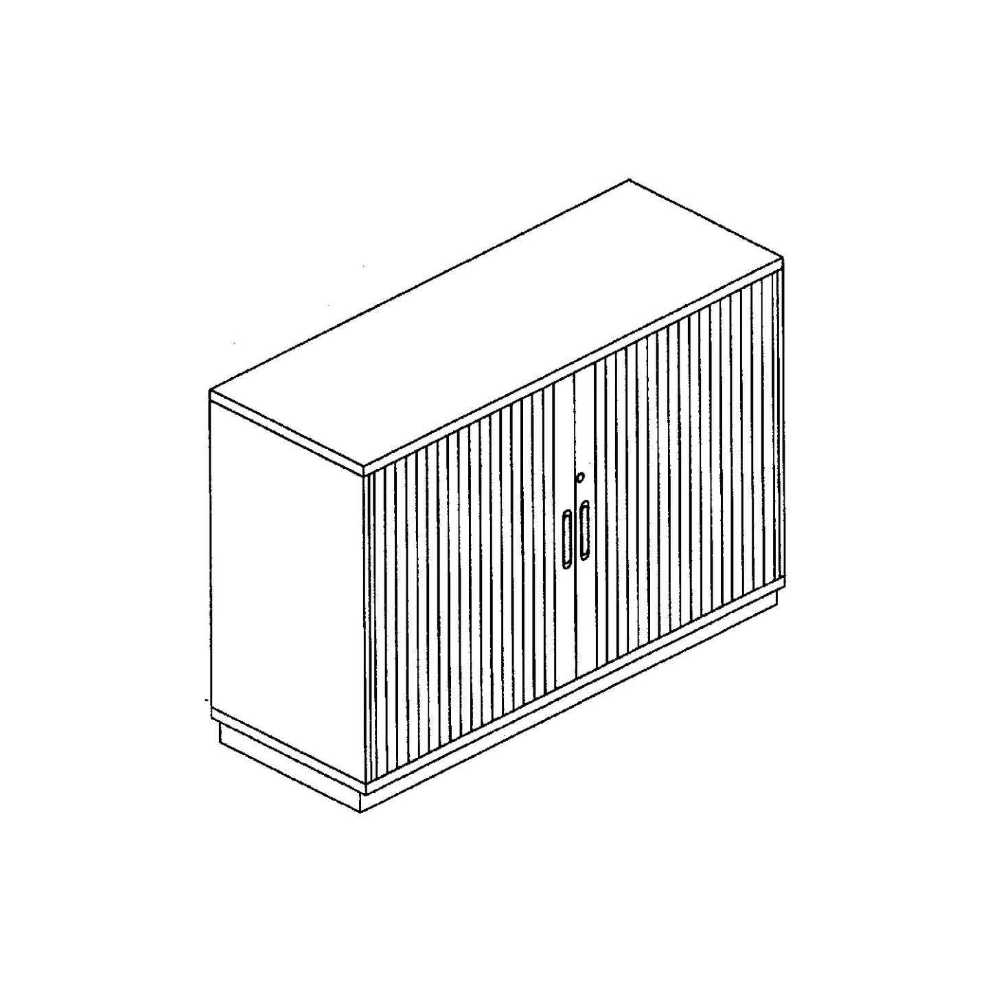 P12 - Horizontal roller shutter cupboard, 1 shelf, 2 file heights, HxWxD 781 x 1200 x 442 mm.