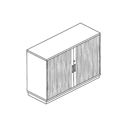 P12 - Horizontal roller shutter cupboard, 1 shelf, 2 file heights, HxWxD 781 x 1200 x 442 mm.