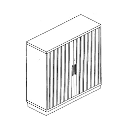 P12 - Horizontal roller shutter cupboard, 2 shelves, 3 file heights, HxWxD 1133 x 1200 x 442 mm.
