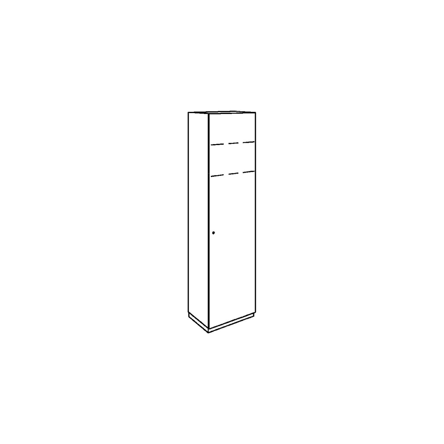 P12 - Cloakroom locker, door hinged on left, white.