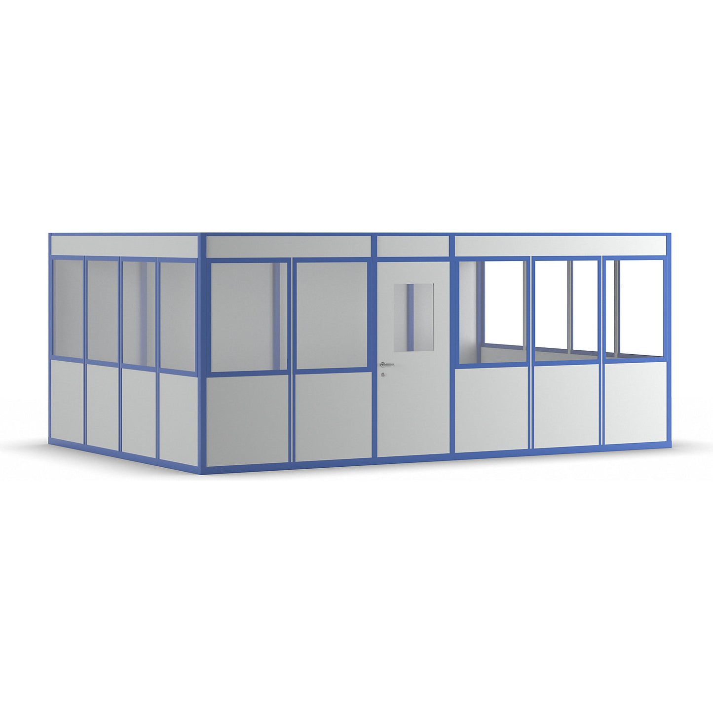 Prefab office, 4-sided, free-standing version, external width 4100 mm, external length 6100 mm.