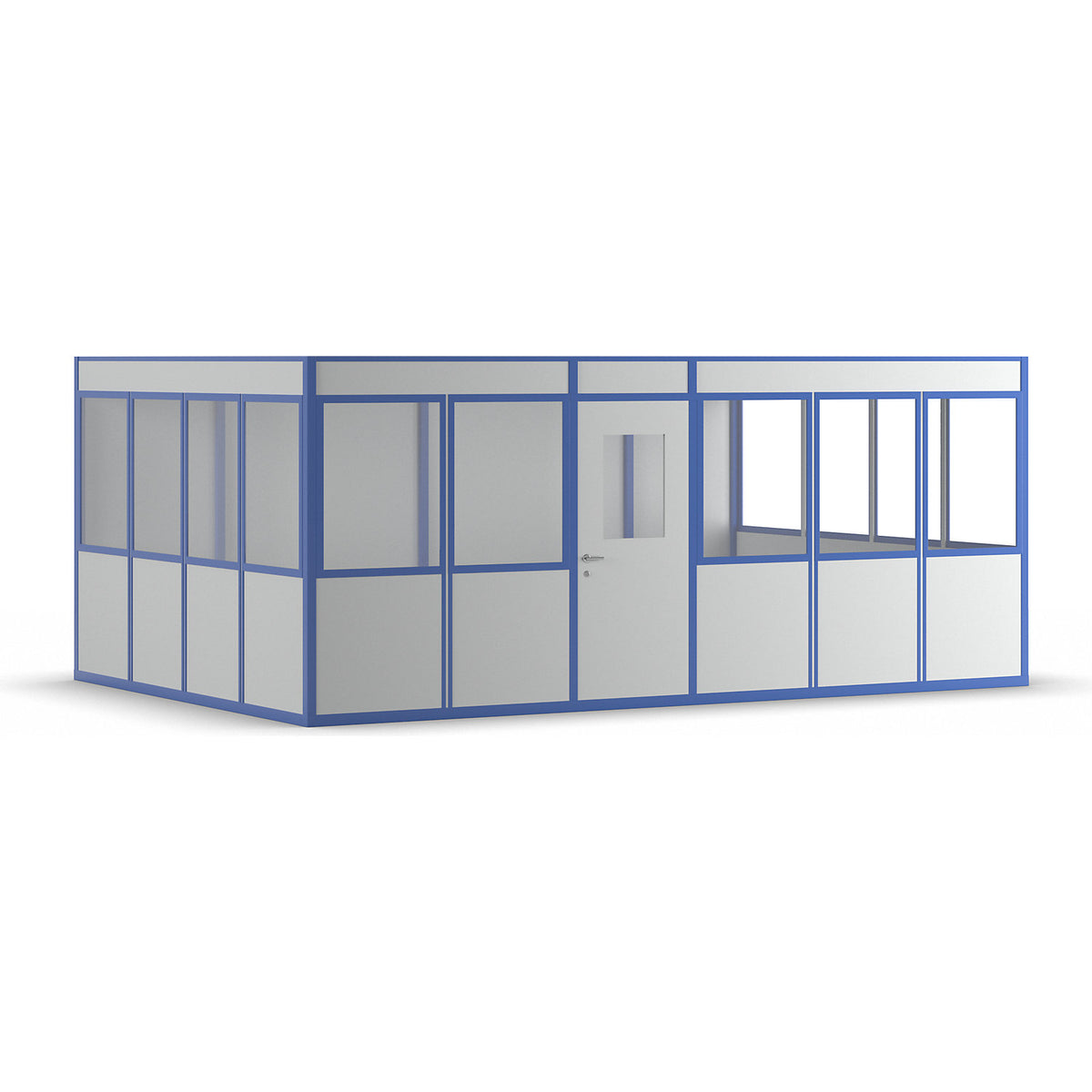 Prefab office, 4-sided, free-standing version, external width 4100 mm, external length 6100 mm.