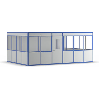 Prefab office, 4-sided, free-standing version, external width 4100 mm, external length 6100 mm.
