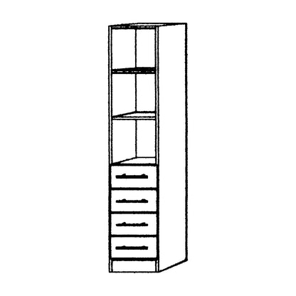 VIOLA - Shelf cupboard, 2 open shelves, 4 drawers, maple.