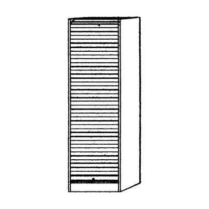 VIOLA - Roller front cabinet, width 500 mm, 4 shelves, 1 of which is fixed, light grey.