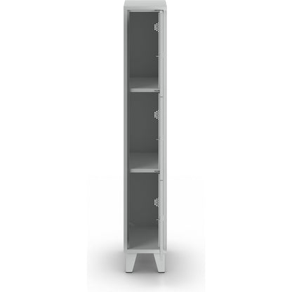 Munich 3-fold compartment locker, 1 compartment, width 300 mm, light grey.