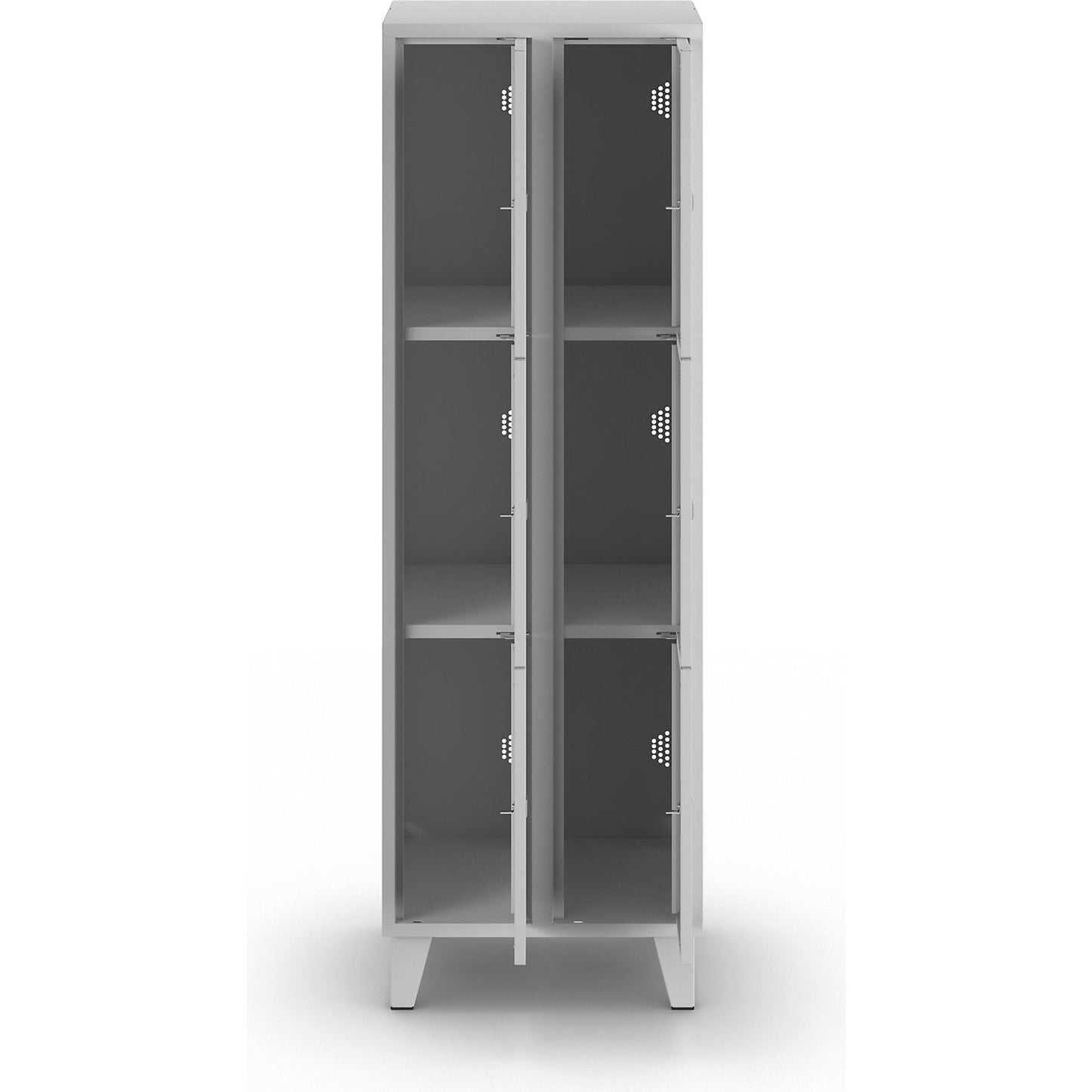 Munich 3-fold compartment locker, 2 compartments, width 600 mm, light grey.