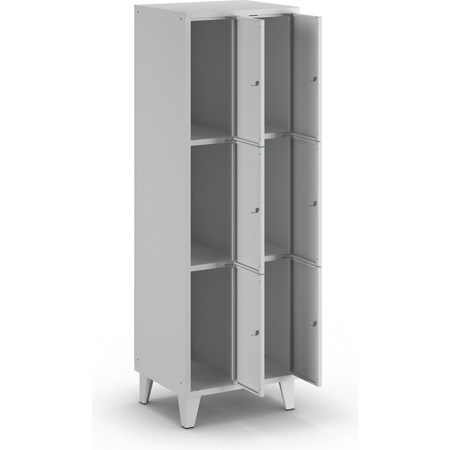 Munich 3-fold compartment locker, 2 compartments, width 600 mm, light grey.