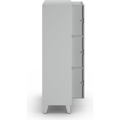 Munich 3-fold compartment locker, 3 compartments, width 900 mm, light grey.