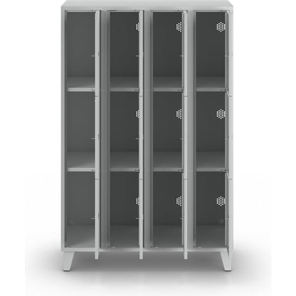 Munich 3-fold compartment locker, 4 compartments, width 1200 mm, light grey.