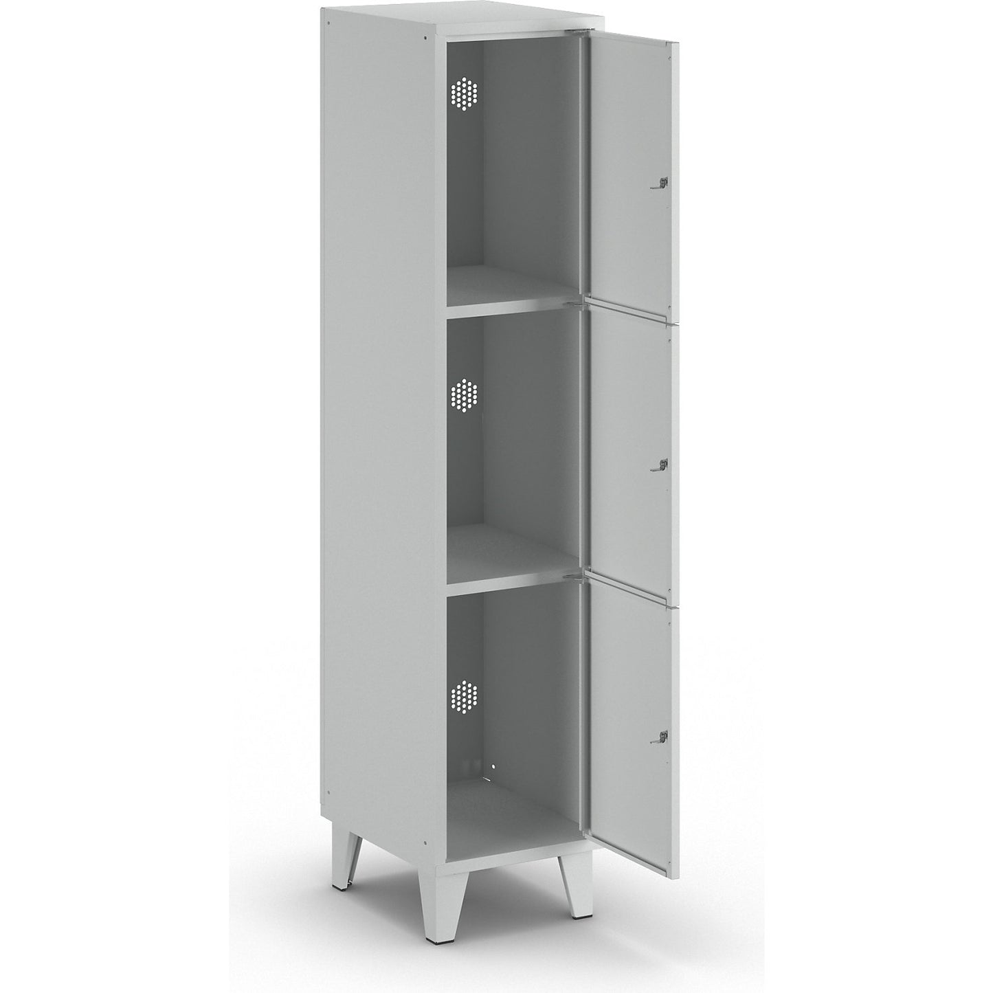 Munich 3-fold compartment locker, 1 compartment, width 400 mm, light grey.