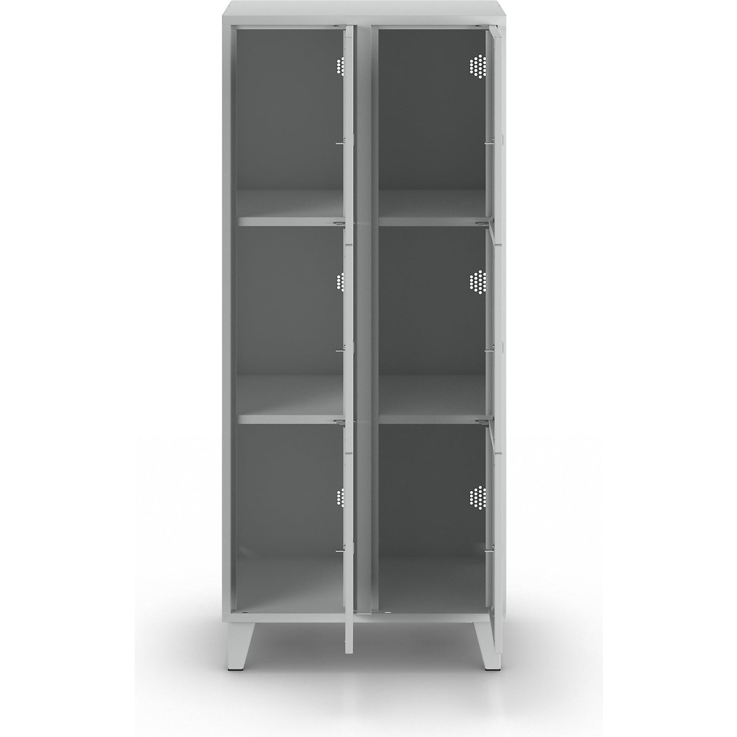 Munich 3-fold compartment locker, 2 compartments, width 800 mm, light grey.