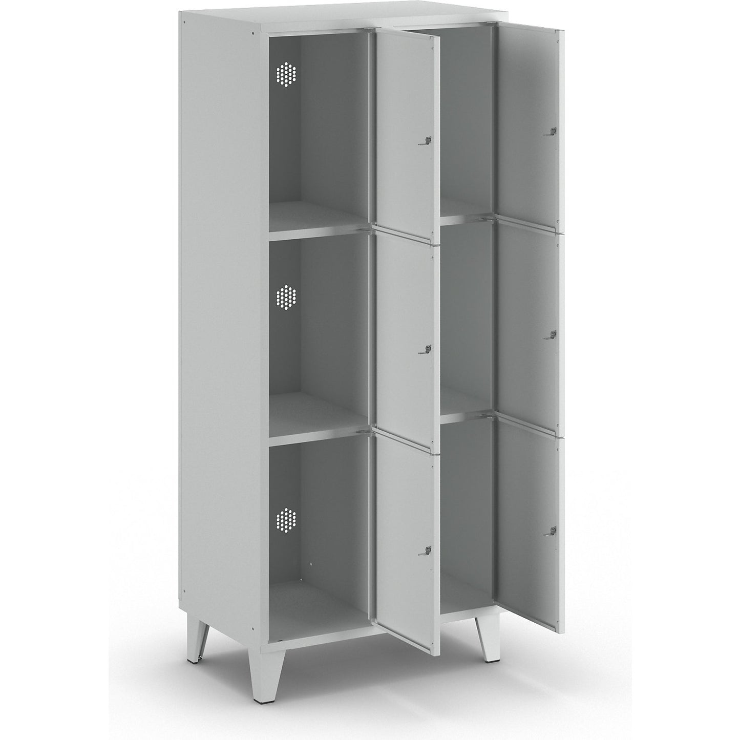 Munich 3-fold compartment locker, 2 compartments, width 800 mm, light grey.