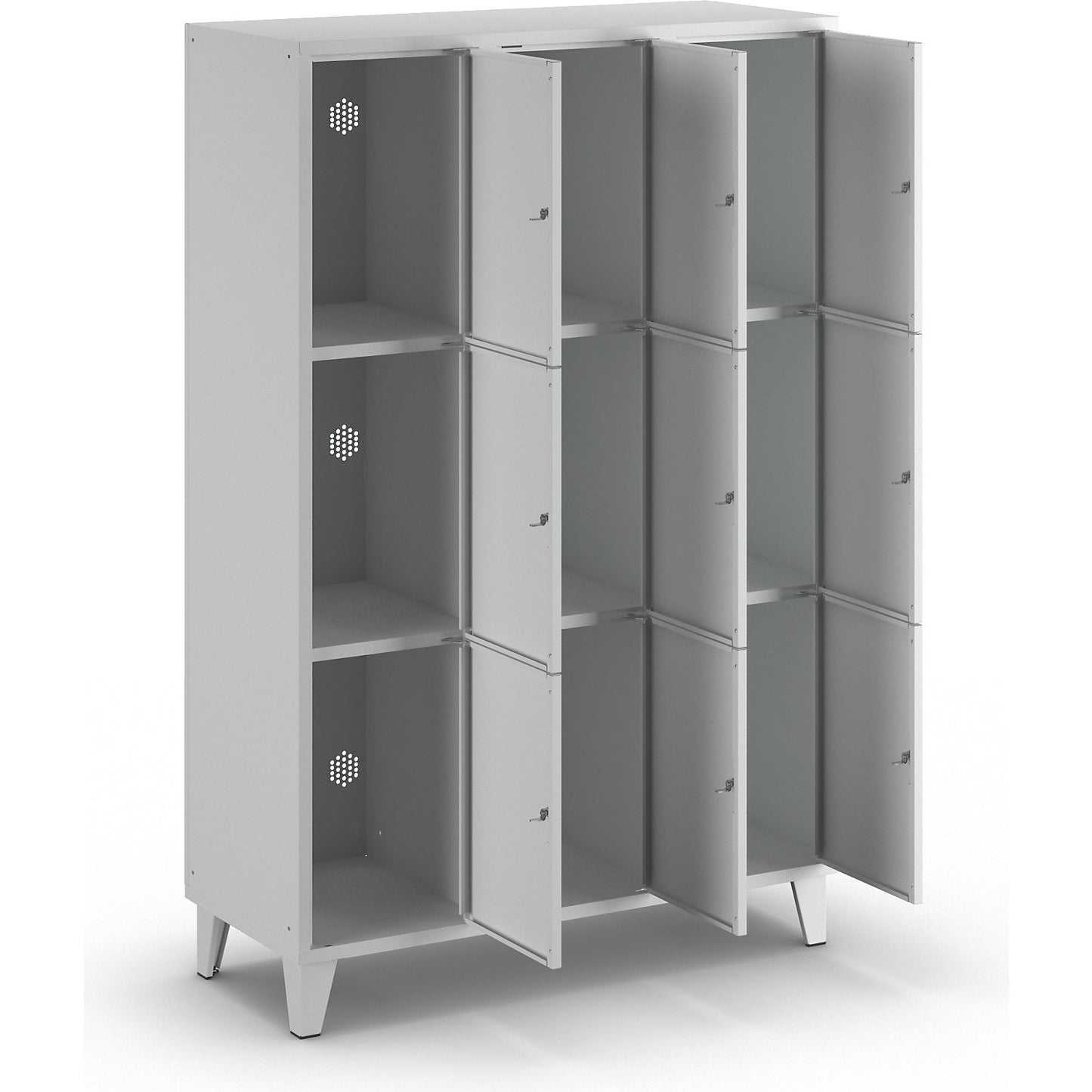 Munich 3-fold compartment locker, 3 compartments, width 1200 mm, light grey.