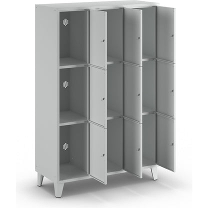 Munich 3-fold compartment locker, 3 compartments, width 1200 mm, light grey.