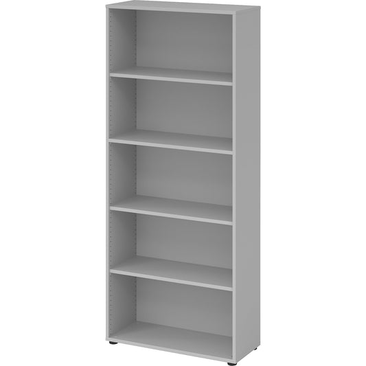 Office shelf unit, HxWxD 1880 x 800 x 330 mm, 5 file heights, light grey.