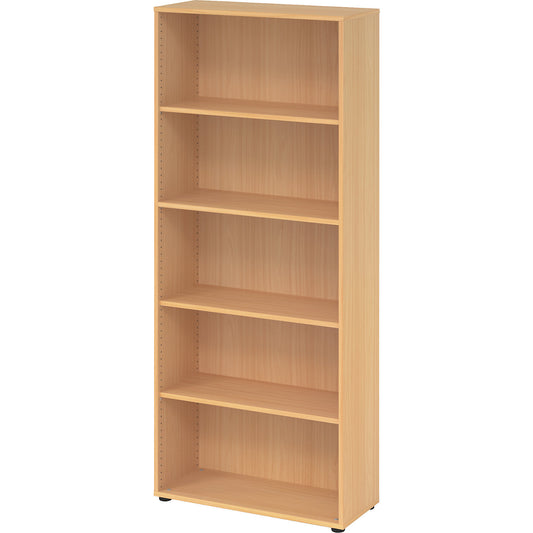 Office shelf unit, HxWxD 1880 x 800 x 330 mm, 5 file heights, beech finish.