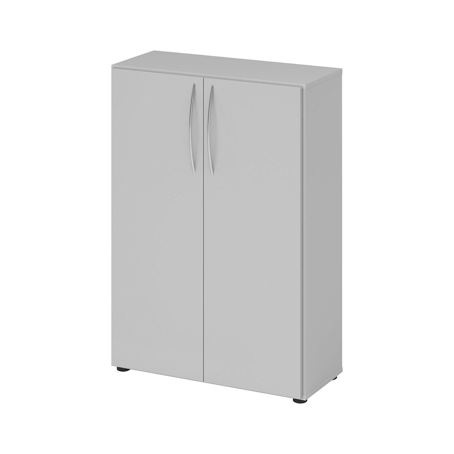 Office cupboard, HxWxD 1144 x 800 x 346 mm, 3 file heights, light grey.