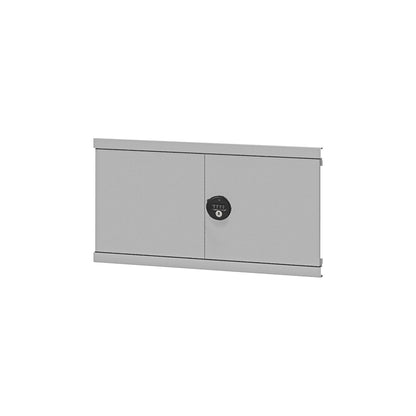 Detachable hinged door, light grey RAL 7035, installation height 500 mm.