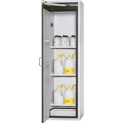 Fire resistant hazardous goods storage cupboard, type 90, 1 door, external HxWxD 1968 x 600 x 615 mm, grey, powder-coated.