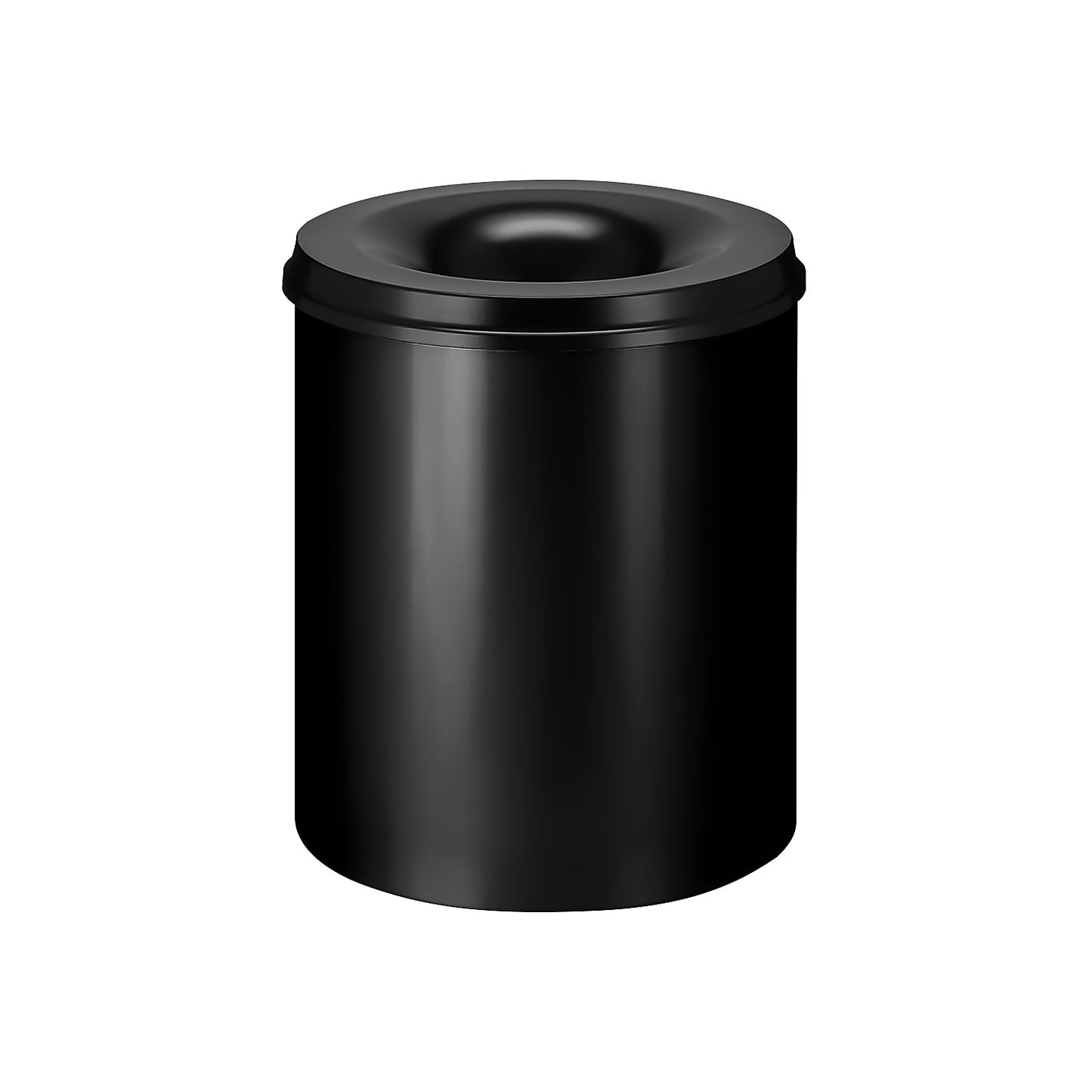 Safety paper bin, steel, flame retardant, capacity 80 l, HxØ 540 x 465 mm, body black / extinguishing lid black.