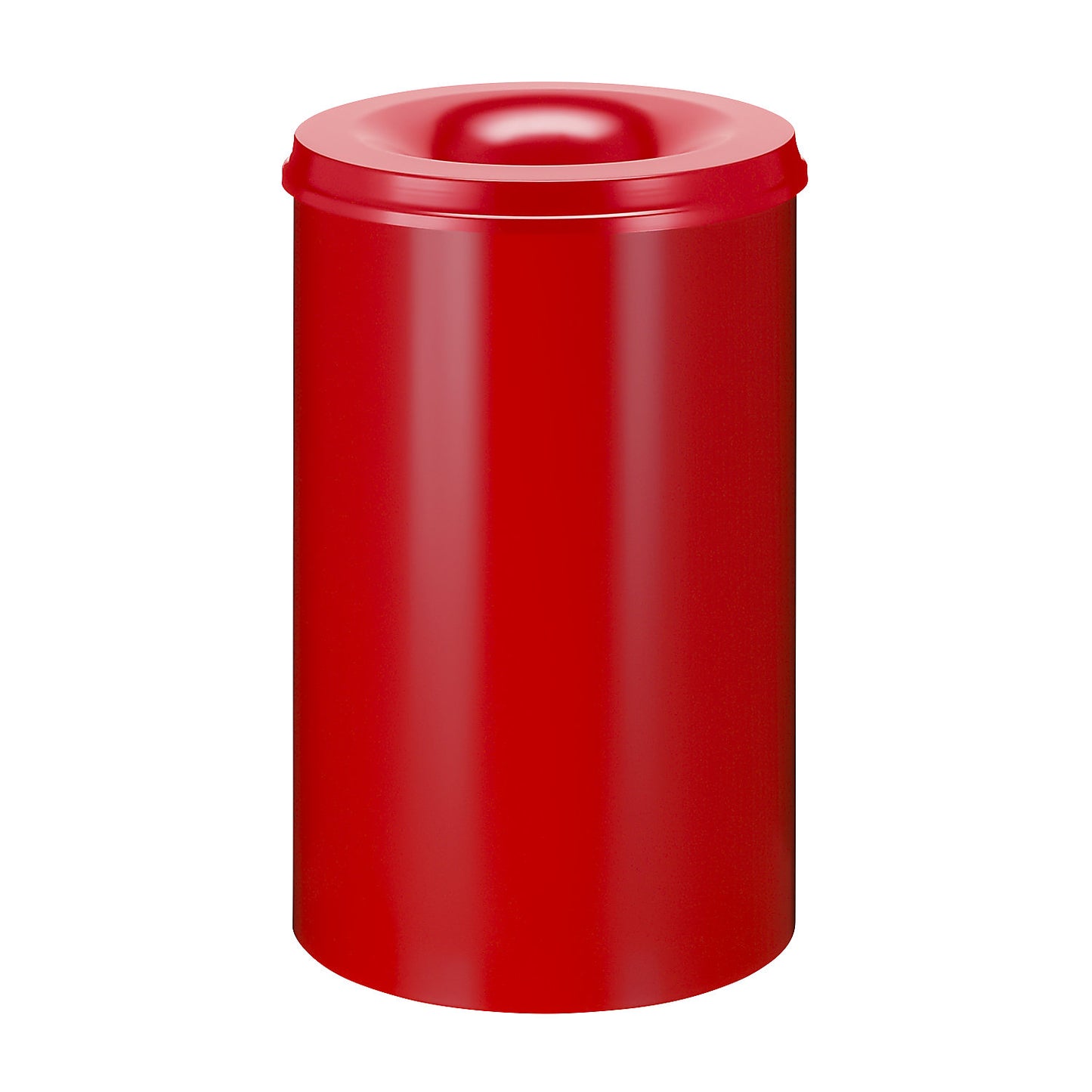 Safety paper bin, steel, flame retardant, capacity 110 l, HxØ 720 x 470 mm, body red / extinguishing lid red.