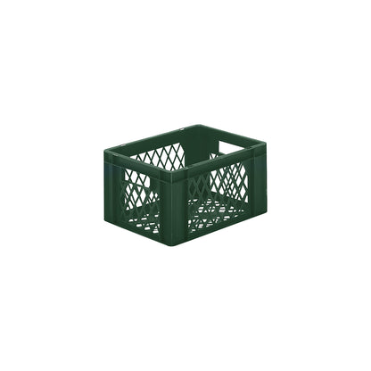 Euro stacking container, perforated walls and base, LxWxH 400 x 300 x 210 mm, green, pack of 5.
