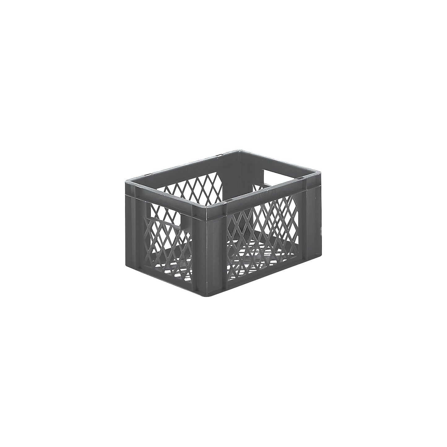 Euro stacking container, perforated walls and base, LxWxH 400 x 300 x 210 mm, grey, pack of 5.