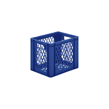 Euro stacking container, perforated walls and base, LxWxH 400 x 300 x 320 mm, blue, pack of 5.