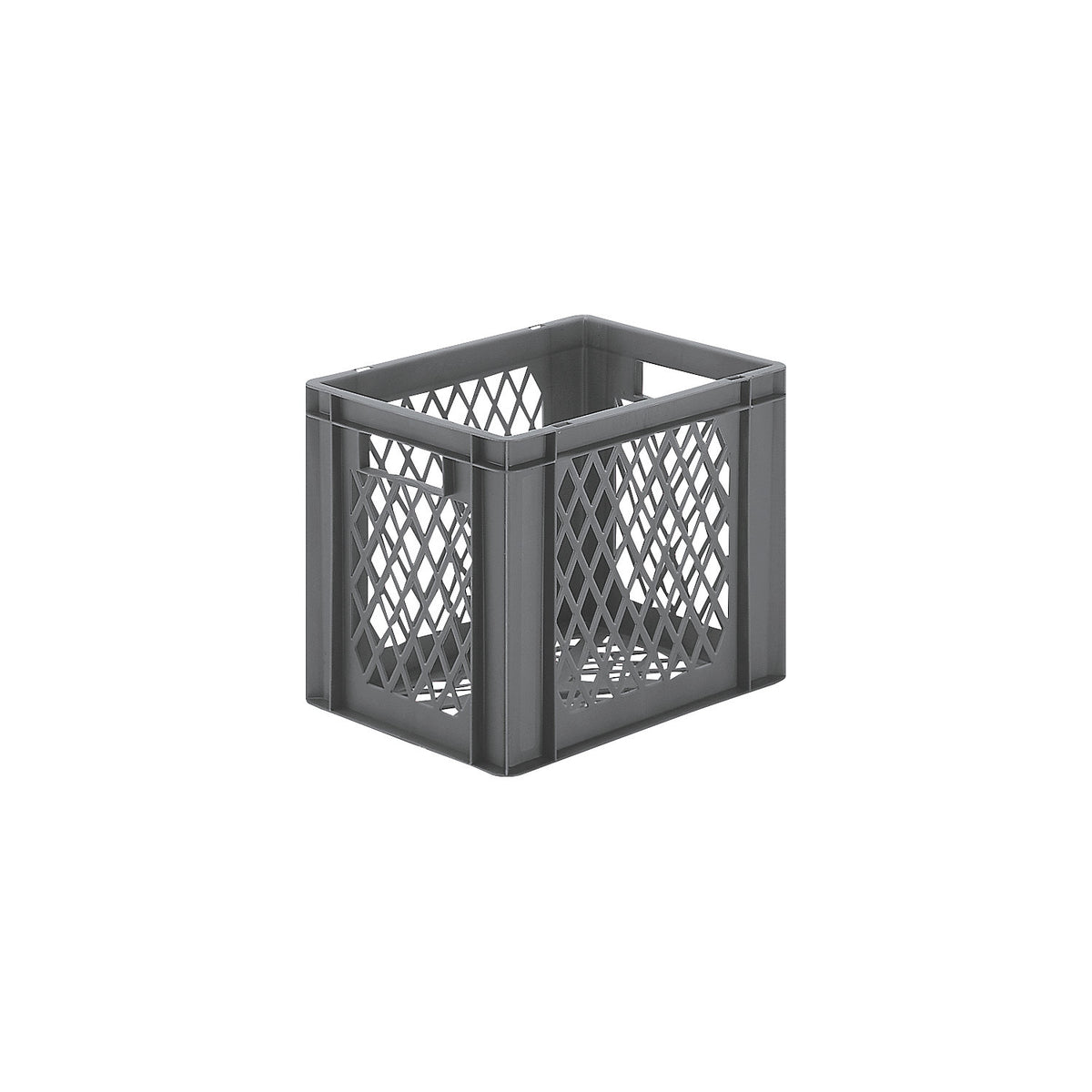 Euro stacking container, perforated walls and base, LxWxH 400 x 300 x 320 mm, grey, pack of 5.