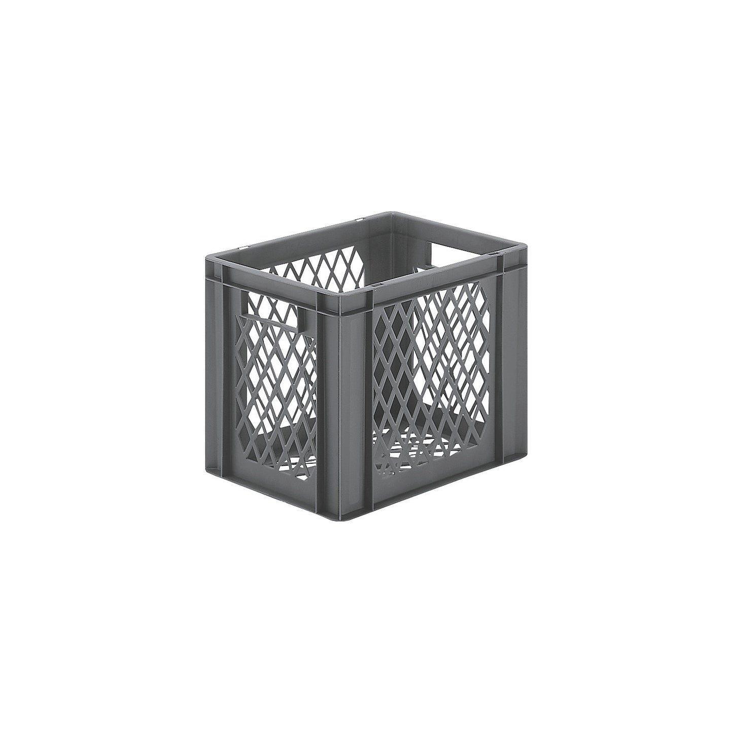 Euro stacking container, perforated walls and base, LxWxH 400 x 300 x 320 mm, grey, pack of 5.