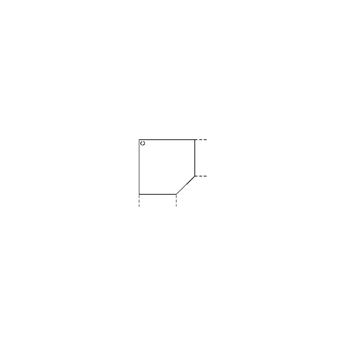 Linking top, panel with support foot, pentagonal, white.