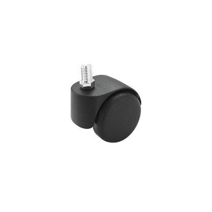 Chair castor, wheel Ø 50 mm, pack of 5, with thread M 10 x 15, black, hard, for soft floors.