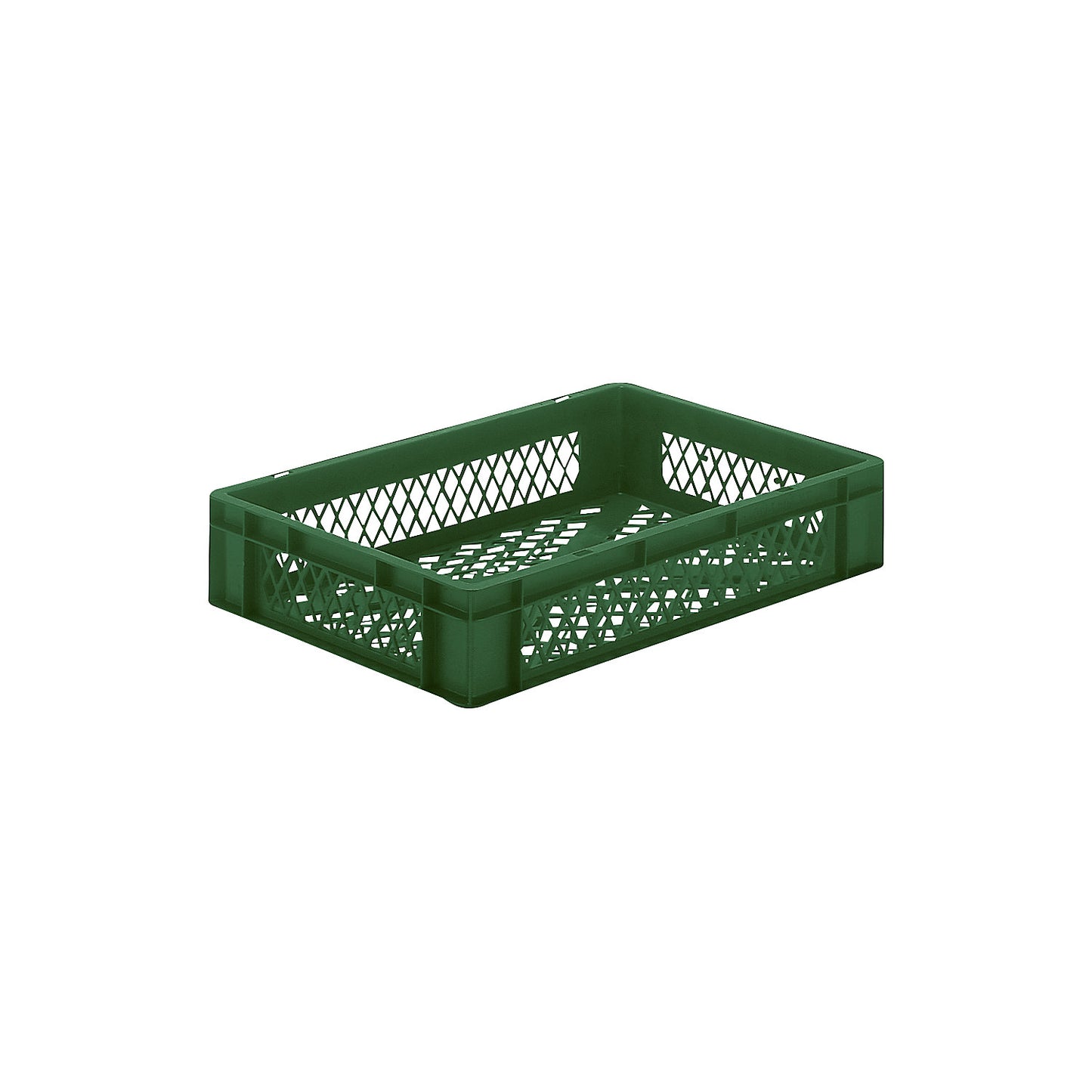Euro stacking container, perforated walls and base, LxWxH 600 x 400 x 120 mm, green, pack of 5.