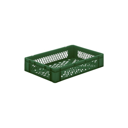 Euro stacking container, perforated walls and base, LxWxH 600 x 400 x 120 mm, green, pack of 5.