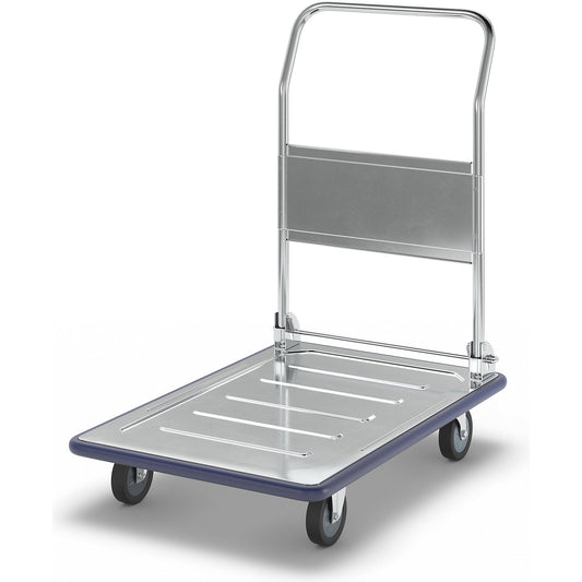 Zinc plated platform truck, max. load 300 kg, LxW 925 x 625 mm.