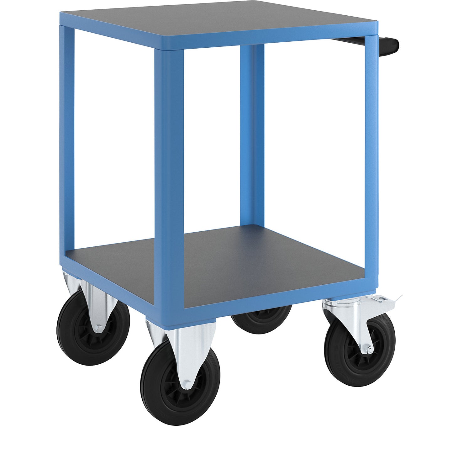 KOMPAKT assembly trolley, 2 shelves LxW 600 x 600 mm, solid rubber tyres.