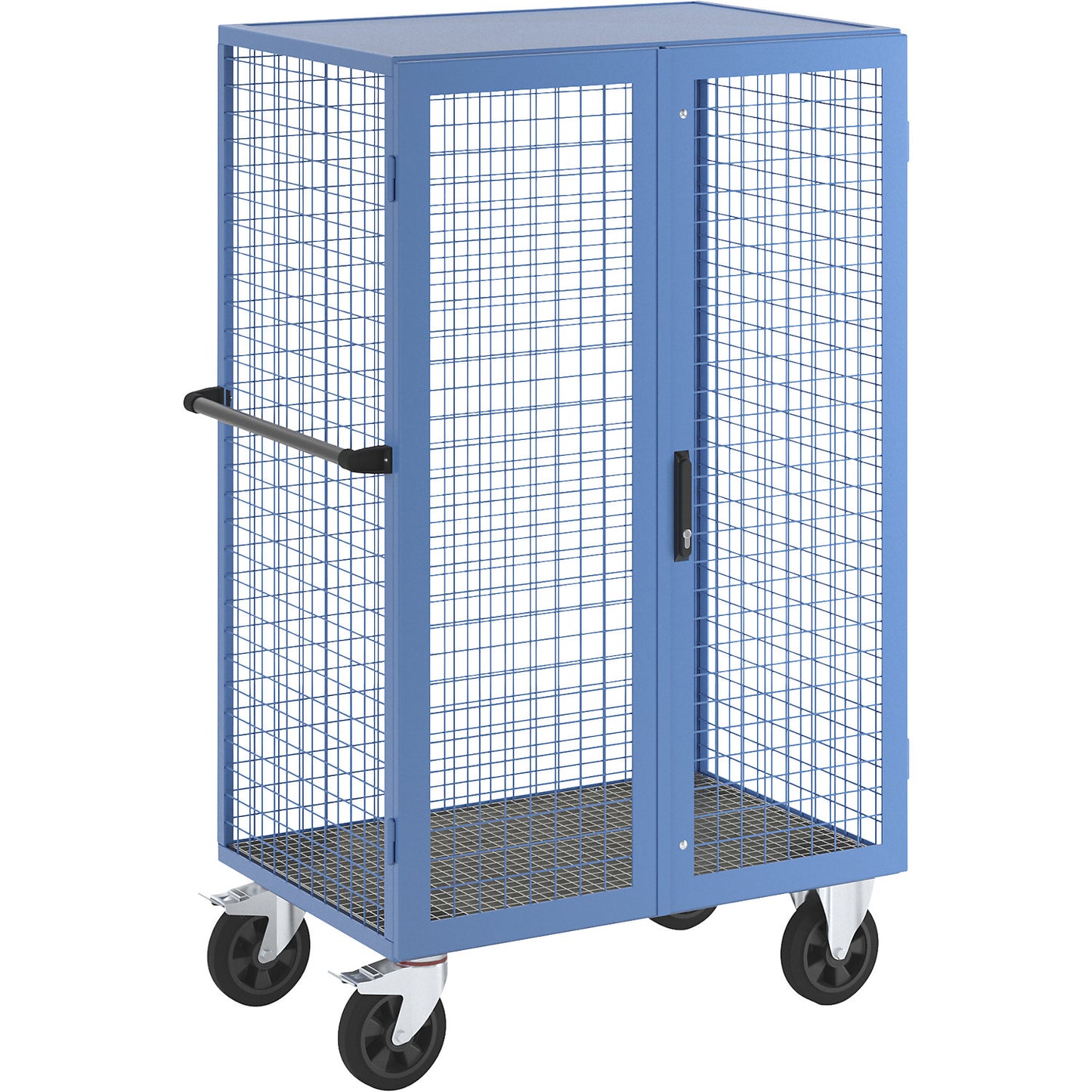 Gas cylinder cupboard, as trolley, max. load 500 kg, empty, for fitting with shelves.