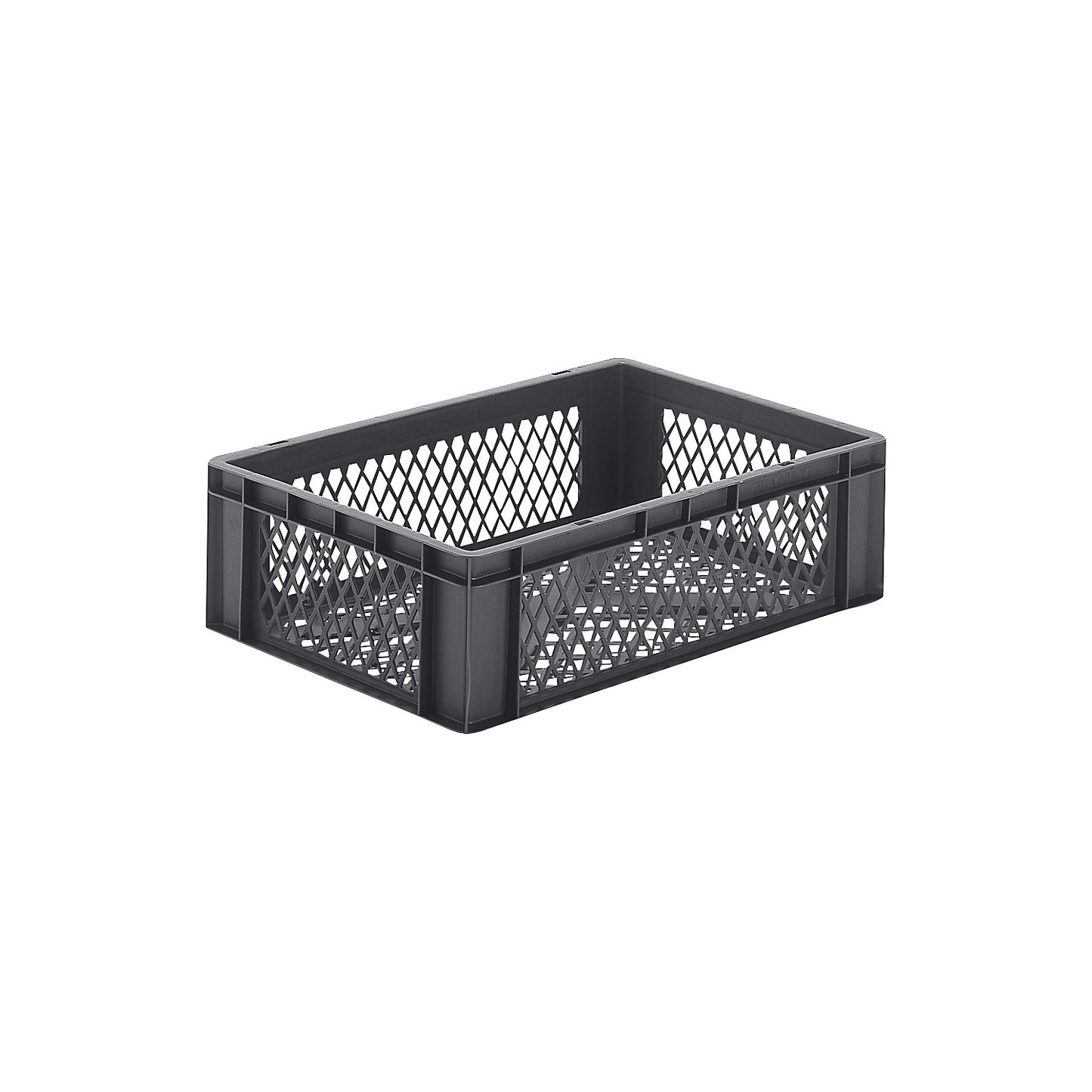 Euro stacking container, perforated walls and base, LxWxH 600 x 400 x 175 mm, grey, pack of 5.