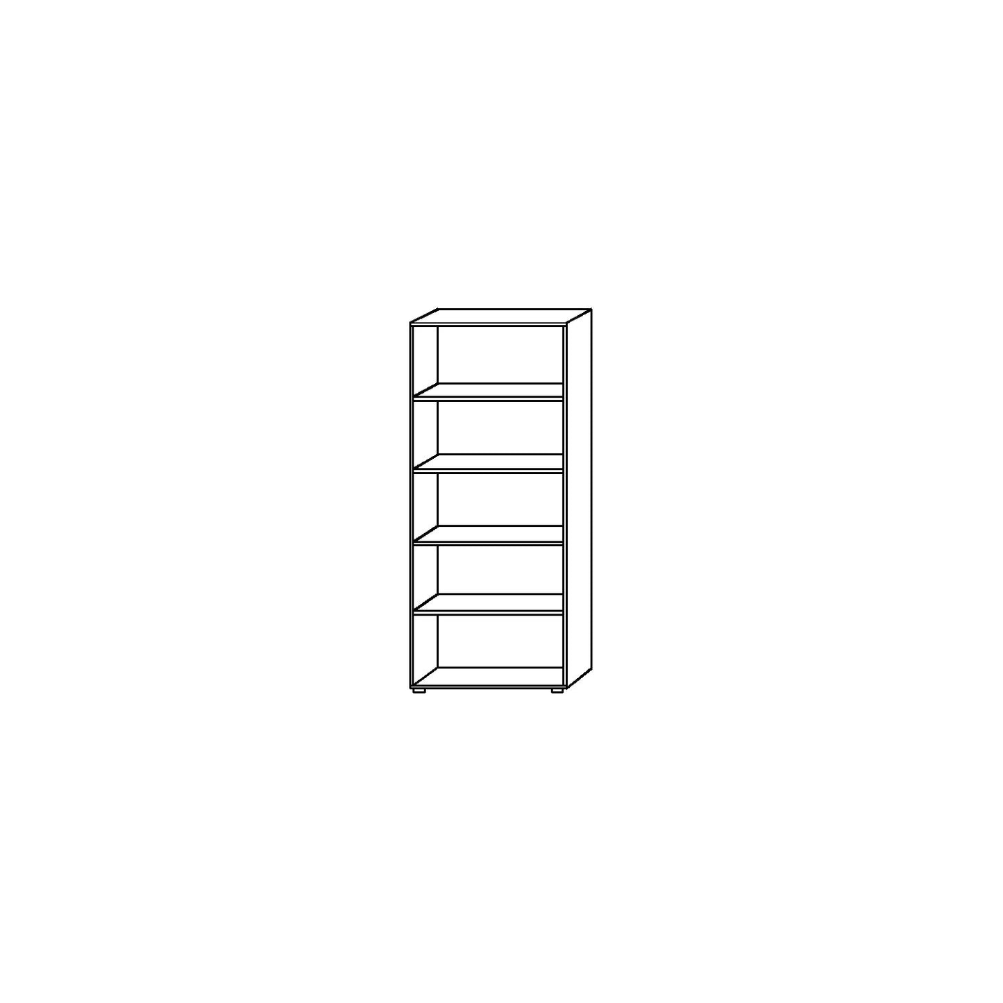 Office shelf unit, HxWxD 1880 x 800 x 330 mm, 5 file heights, beech finish.